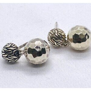 John Hardy 925 Sterling Silver Chain Hammered Stud Earrings